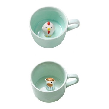 2x Ceramiczny Kubek Słodkie Zwierzęta Wewnątrz Herbaty