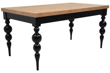Stylowy stół 90x160/210 cm czarny, blat lancelot
