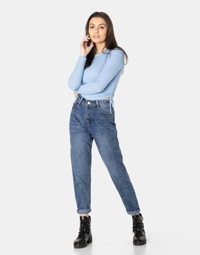 Zwężane Jeansy Damskie Spodnie Texasy Dżinsy Mom Jeans Wysoki Stan 318 W34