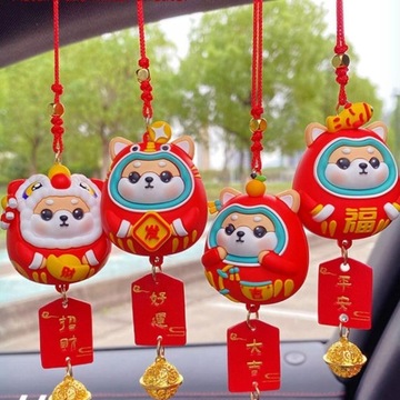 Креативный забавный мультяшный брелок для ключей с собакой Шиба-ину и автомобилем