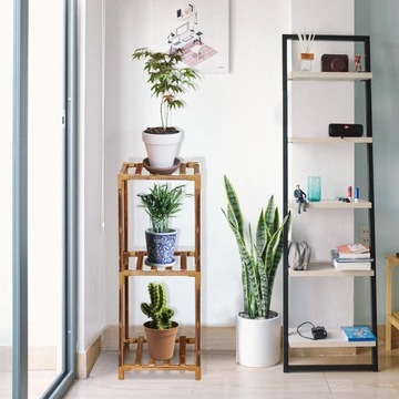 ДЕРЕВЯННАЯ ПОДСТАВКА ДЛЯ ЦВЕТОВ ЦВЕТОЧНЫЕ кашпо РАСТЕНИЯ КНИЖНЫЙ ШКАФ С 3 ПОЛКАМИ