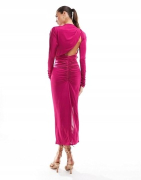 Asos Design NG7 wnn ASYMETRYCZNA MIDI SUKIENKA MARSZCZENIA WYCIĘCIE 46