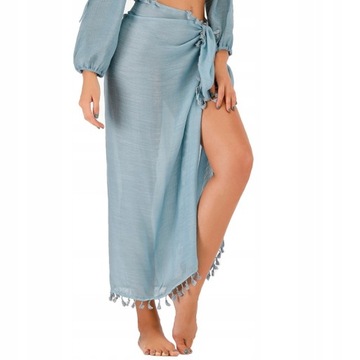 PAREO CHUSTA PLAŻOWA FRĘDZLE narzutka BOHO KOLORY
