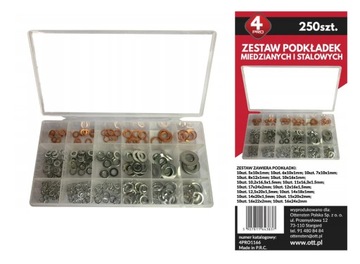 PODKŁADKI MIEDZIANE WARSZTAT NORMALIA ZESTAW PODKŁADKI STALOWE 250SZT