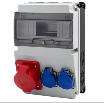 Rozdzielnica Zestaw Siłowy 16A/5P 2X230V+10MOD IP66 BICOLOR Polska Skrzynka