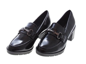 Lakierowane czarne półbuty na słupku black r.41