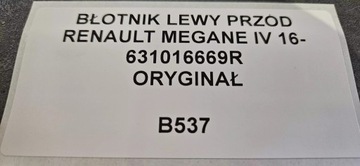 BLATNÍK LEVÝ PŘEDNÍ RENAULT MEGANE IV 2016- ORIG.