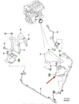 Правое крепление двигателя jaguar xe x760 оригинал T4n3780