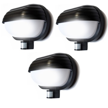 3x KINKIET LED ZEWNĘTRZNY Z CZUJNIKIEM RUCHU ZMIERZCHU LAMPA ŚCIENNA E27