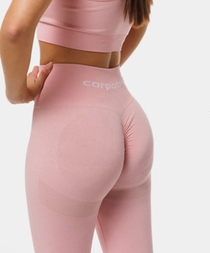 LEGGINSY BEZSZWOWE FITNESS JASNY RÓŻ SPORTOWE - S