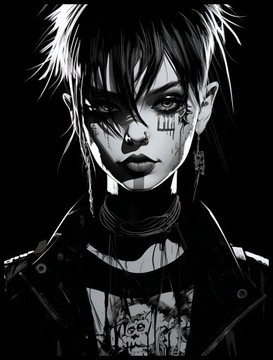 Plakat na Ścianę Obraz Dziewczyna Punk Gothic 40x60 cm Premium ElliveX