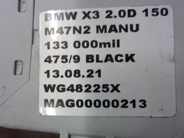 BMW E83 X3 2.0D JEDNOTKA ŘÍZENÍ KLÍČ 7805349