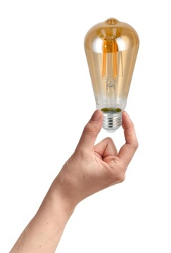 Светодиодная лампа E27 8W ST64 ЯНТАРНАЯ Тепловая нить