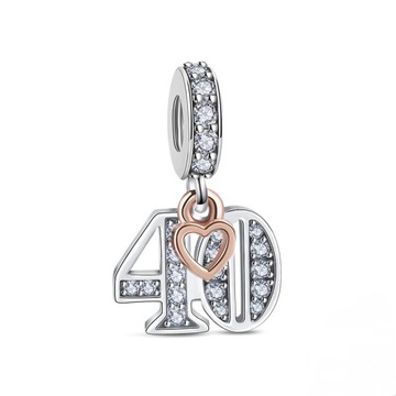 CHARMS 40 URODZINY ZAWIESZKA srebro S925 ROCZNICA ZAWIESZKA PREZENT
