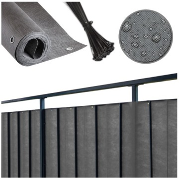 OSŁONA NA BALKON 0,8X6M MATA SZARA + GRATIS! PL