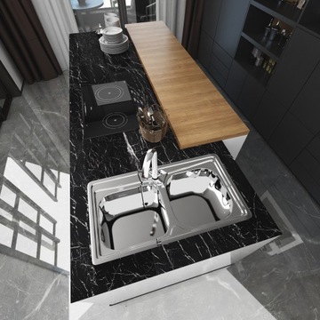 Самоклеящиеся мраморные черные кухонные обои