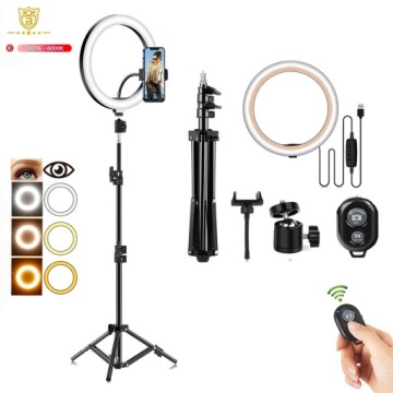 СВЕТОДИОДНАЯ КОЛЬЦЕВАЯ ЛАМПА ДЛЯ СЕЛФИ-ВИДЕО МАКИЯЖА СО ШТАТИВОМ