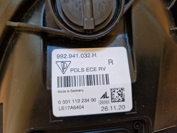 IDEALNI SVĚTLO PRAVÁ PORSCHE CARRERA 911 992 FULL LED 2019- EU KOMPLETNÍ