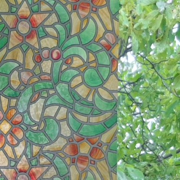 45cm FOLIA NA OKNO SZYBĘ SAMOPRZYLEPNA WITRAŻ, ZIELONO ŻÓŁTY