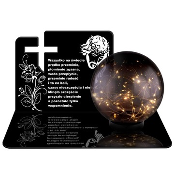 SOLARNY ZNICZ LED STATUETKA NA CMENTARZ GRÓB DUŻA KULA