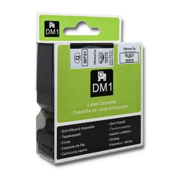 Лента для DYMO D1 45803,45808 19ммx7м белая/черная