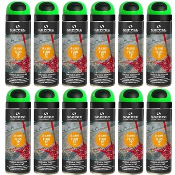 SOPPEC FLUO SPRAY FARBA GEODEZYJNA ZIELONA 12szt