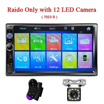7023B z 12 diodami LED Radio 2 Din MP5 7 Bluetooth FM Aux