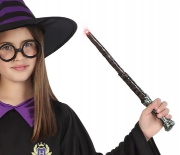 ДЕТСКИЙ КОСТЮМ ВОЛШЕБНИКА-ВЕДЬМЫ ШЛЯПА 80см + СВЕТЯЩАЯСЯ ПАЛОЧКА