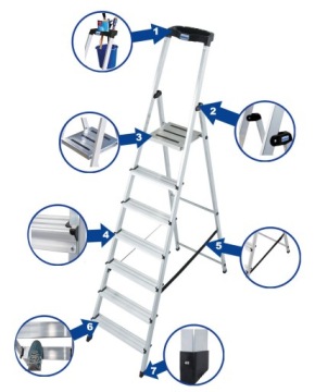 Лестница KRAUSE SAFETY 1x7 126351 3,50 м с полкой