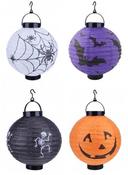 Świecący Lampion Abażur Dynia LED na Halloween Lampiony 4szt