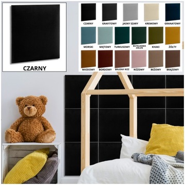 Мягкие стеновые панели 50х50 КВАДРАТ ЧЕРНЫЙ Мягкий Велюр