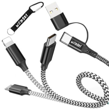 Bardzo Mocny Szybki Kabel 6w1 Micro USB Lightning USB-C do Telefonów Smart