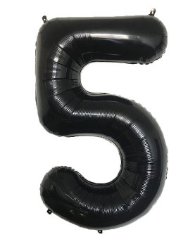 BALON FOLIOWY CYFERKA CYFRA 5 CZARNA GIGANT 80CM