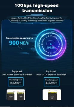 Корпус твердотельного накопителя NVME/SATA PCIe M.2 USB-C Gen2