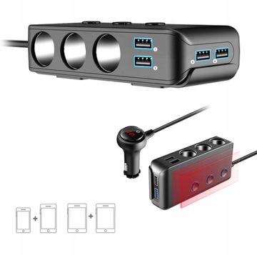 РАЗДЕЛИТЕЛЬ ПРИКУРИВАТЕЛЯ 12/24В 4x USB QC