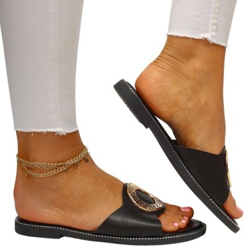 ЖЕНСКИЕ ЭЛЕГАНТНЫЕ ЧЕРНЫЕ ТАПОЧКИ НА ПЛОСКОЙ ПЛОСКОСТИ, МИЛЫЕ, ЛЕГКИЕ