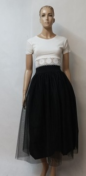 SPÓDNICA DAMSKA TIULOWA CZARNA 3/4 ROZM. M