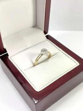 ŚLICZNY ZŁOTY PIERŚCIONEK Z BRYLANTEM 0,14CT 2,18G 585 R10