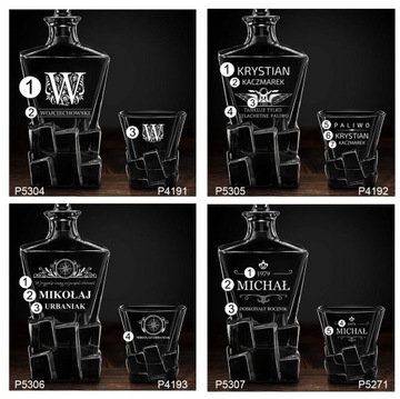 НАБОР ГРАФИН ДЛЯ ВИСКИ 4 СТАКАНА С ГРАВИРОВКОЙ ПОДАРОК ​​НА ДЕНЬ ПАРНЯ