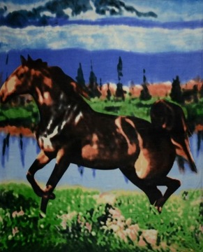 Koc ze Zwierzętami Polarowy 160x200 KOŃ 12743