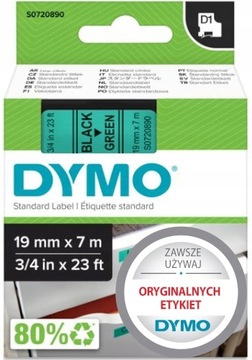 DYMO Taśma D1 19mm czarny ziel 45809 s0720890 ORG