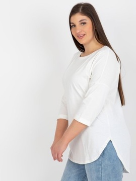 RELEVANCE ECRU DŁUŻSZA BLUZKA PLUS SIZE BASIC Z BAWEŁNY (UNI) ECRU