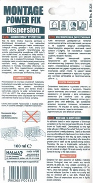 KLEJ MONTAŻOWY DYSPERSYJNY R-331 TECHNICQLL 100ml
