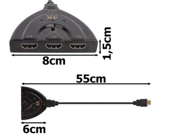 Переключатель HDMI сплиттер 3в1 3 порта 4k
