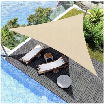 Żagiel Przeciwsłoneczny Trójkątny Daszek Parasol Beżowy Zadaszenie 3x3x3m
