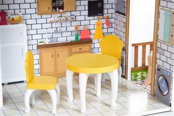 БОЛЬШОЙ деревянный кукольный домик 120см 3 этажа ЛИФТ + мебель + ОСВЕЩЕНИЕ