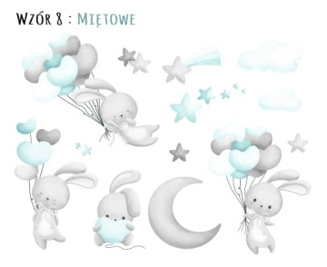 ЗАЙЧИКИ ШАРЫ Наклейки на стену 75х42 см SDB13XS