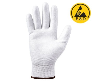 Рабочие перчатки ESD с полиуретановым покрытием.