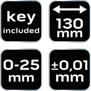 Аналоговый внешний нониус-микрометр, 0-25 мм, NEO 75-020