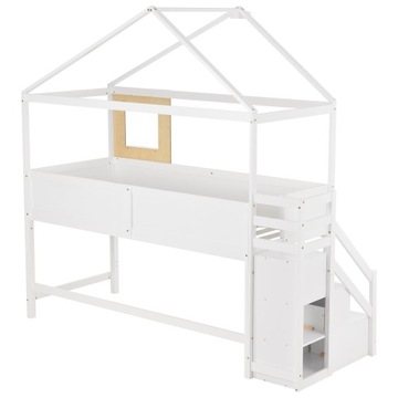 Кровать-домик White WOOD Лестница с 3 ящиками